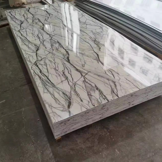 1220*2440mm Thickness 3mm Decoration Wall Panel 3D Waterproof High Glossy UV Coating PVC Marble Sheet