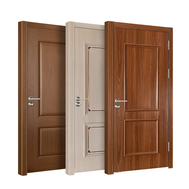 Factory specializing in wholesale polyvinyl chloride melamine full panel front door entrance interior wooden house wood plastic door