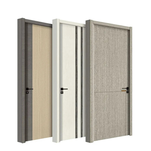 Factory specializing in wholesale polyvinyl chloride melamine full panel front door entrance interior wooden house wood plastic door